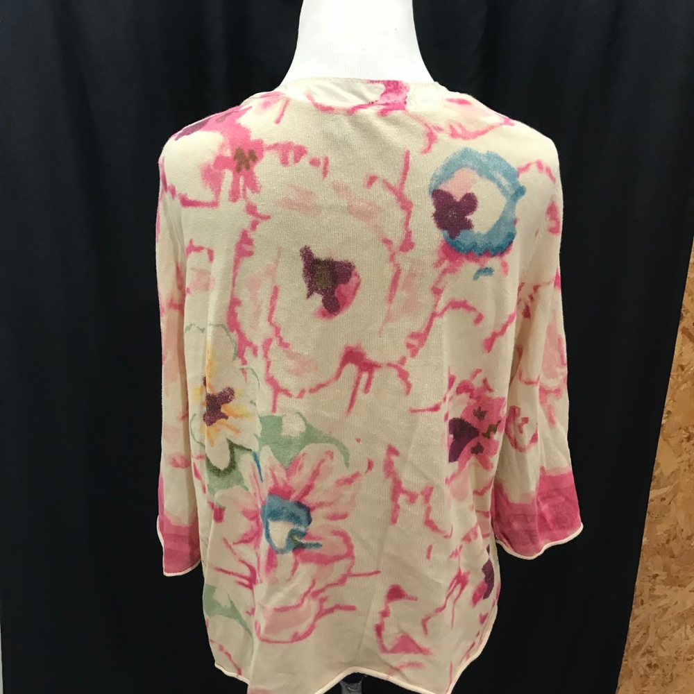 J Jill Size L Floral Cardigan Sweater Watercolor - Picture 3 of 7